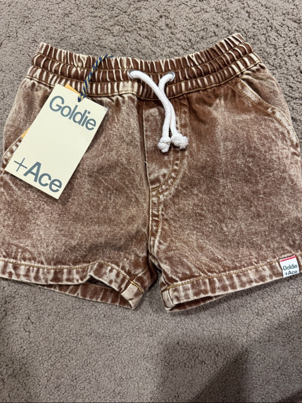 Goldie Tan Washed Drawstring Kids' Shorts